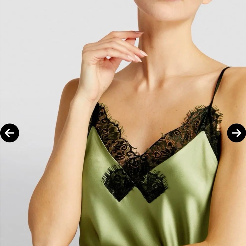 All Saints Sage and Black Lace Chemise - Picture 2 of 10